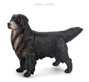 Detailed side view of realistic black Golden Retriever animal model with textured fur