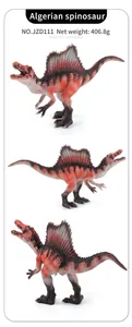 Detail of red Algerian Spinosaur model with black stripes showing 406.8g net weight