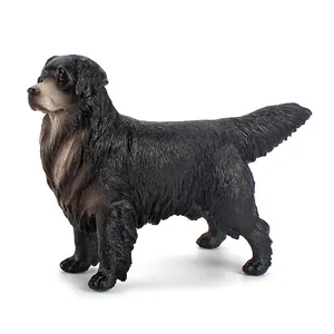 Lifelike 22cm large Golden Retriever animal model figure with detailed black fur texture
