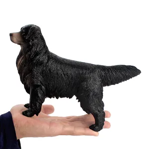Lifelike 22cm large black Golden Retriever dog model statue for home and office decor