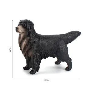 Realistic large black Golden Retriever dog model statue 22cm for garden decoration