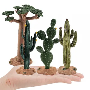 Ensemble de plantes du désert miniatures avec cactus et baobab aux textures réalistes