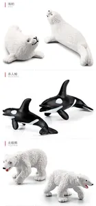 Realistic polar animal toy set featuring seals, killer whales, and polar bear models