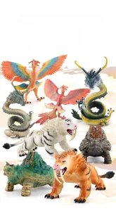 Detailed view of mythical beast figurines showing intricate textures and scale patterns