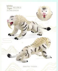 Realistic white tiger mythical beast figure with black stripes and long saber teeth