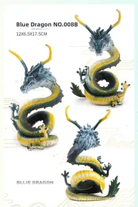 Detailed multi-angle view of Azure Dragon figurine with dimensions 12x6.5x17.5cm
