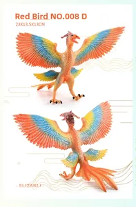 Detailed views of Vermilion Bird mythical creature model with fine red feather texture