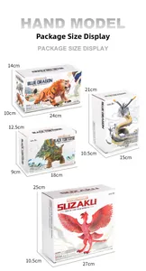 Detailed size specifications for Azure Dragon and Vermilion Bird mythical beast figures