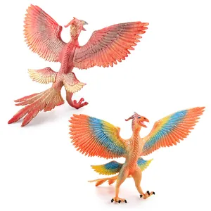 Detailed phoenix mythical creature figurines in vibrant red and colorful wing poses