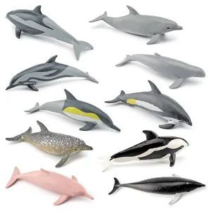 Set of 10 realistic dolphin and whale figurines for marine life collection display