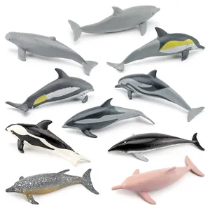 Set of 10 realistic dolphin and small whale toy models with diverse ocean species designs