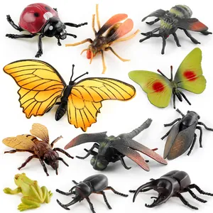 Realistisches Set aus 10 Insekten- und Froschfiguren aus Kunststoff für Kinder
