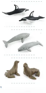 Realistic Pacific white-sided dolphin, gray whale, and sea lion marine animal models