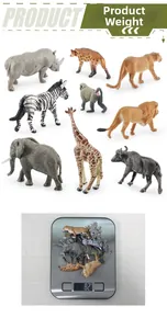 Detailed scale view of a nine-piece wild animal figure set weighing 82 grams