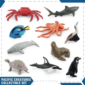 Set di Giocattoli Modello di Simulazione di Animali Marini del Pacifico Creature Oceaniche in PVC Realistiche Squalo Pinguino Polpo Figure Educative per Bambini