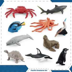Pacific Marine Animal Simulation Model Toy Set Realistic PVC Ocean Creatures Shark Penguin Octopus Educational Figures For Kids