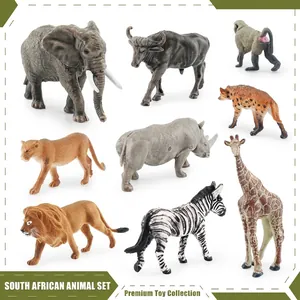Realistic 9-piece South African wildlife animal model set with detailed textures