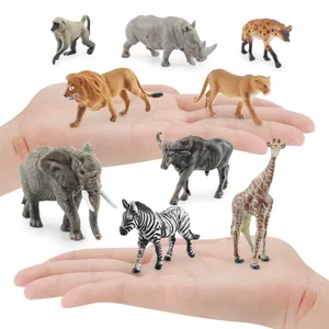 Handheld realistic African wildlife animal figurines set including elephant lion and zebra