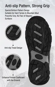 Detail of durable rubber sole with deep anti-slip lugs for hiking on mountain terrain