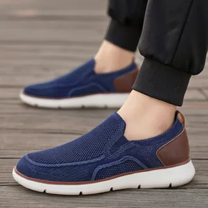 Mocassins en Maille Respirante pour Hommes Grande Taille Légers Slip-on Chaussures Décontractées Sneakers de Marche Avec Détail d'Épissage