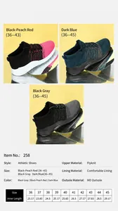 Maattabel en technische specificaties voor ademende gebreide hardloopschoenen