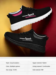 Makroaufnahme von atmungsaktivem Flyknit-Gewebe und Sport-Stickerei auf leichten Sneakern