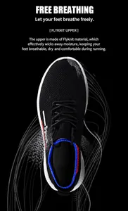 Makro-Draufsicht auf atmungsaktive Strick-Sportschuhe mit Fokus auf Mesh und Belüftung