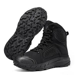Bottes tactiques noires légères pour hommes avec structure alvéolée et semelles antidérapantes