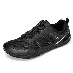 Zapatos barefoot negros con malla transpirable y sistema de cordones rápidos