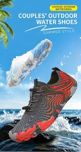 Floating view of quick-dry water shoes with non-slip rubber soles for beach and trekking