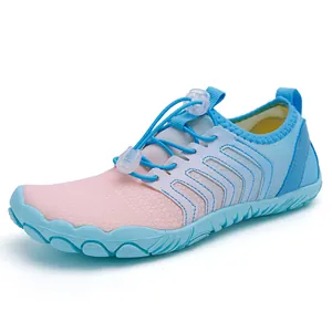 Pink and blue gradient water shoes with quick-dry mesh and non-slip rubber soles