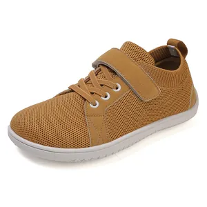 Kids wide-fit ginger knit sneakers with velcro strap and breathable mesh fabric