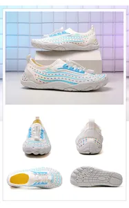 Dettaglio scarpe acquatiche ad asciugatura rapida con suola antiscivolo e sistema di drenaggio