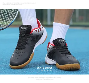 Detail of professional badminton shoes with breathable mesh and non-slip rubber sole