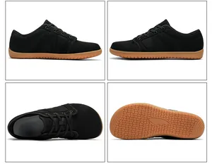 Vue détaillée multi-angles de chaussures pieds nus noires avec semelles en gomme