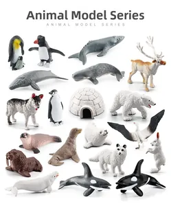 Detailed polar animal model set featuring realistic reindeer, whale, and igloo figures