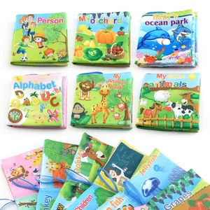 Educational Baby Cloth Books Tear-Resistant Soft Sensory Learning Toy For Infants Washable Early Cognition Animal Fruits Alphabet With Squeaker