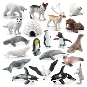 18-piece miniature polar animal figurine set featuring realistic polar bears and penguins