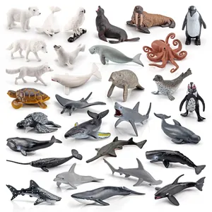Set de 26 figuras realistas de animales polares y marinos con oso y ballena