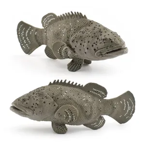 Realistic Ocean Sea Animal Grouper Fish Model Toy Solid PVC Simulation Grouper Figurine For Kids Educational Cognitive Desktop Ornament Home Decor