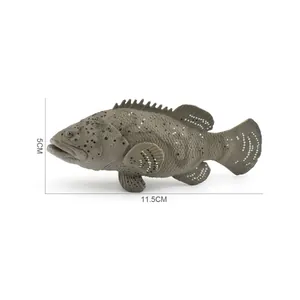 Realistic grouper fish model toy for kids education, 11.5cm long spotted ocean animal figure