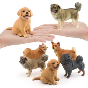 Realistic miniature dog figurines collection including Golden Retriever and Shiba Inu models