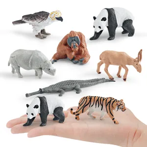 Realistische Aziatische wilde dieren speelset met panda, tijger en neushoorn
