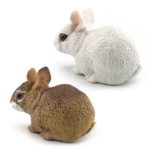 Realistic Simulation Rabbit Model PVC Solid Hand Painted Cottontail White Bunny Figurine Kids Educational Toy Home Decor