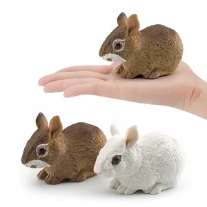 Realistic desert cottontail rabbit figurine model with detailed resin fur texture