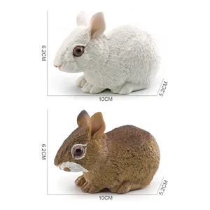 Realistic rabbit figurines set in white and brown colors with faux fur texture details