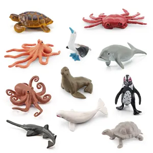 Realistic 11-piece marine and polar animal model set for educational toy display