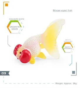 Vue détaillée d'une figurine de poisson rouge bubble eye blanc et rouge de 36g