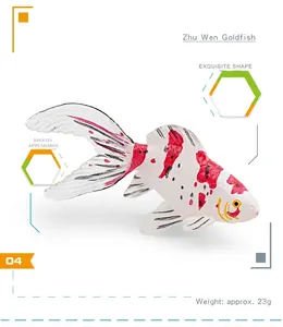 Modèle détaillé de poisson rouge Shubunkin blanc avec taches noires, poids 23g