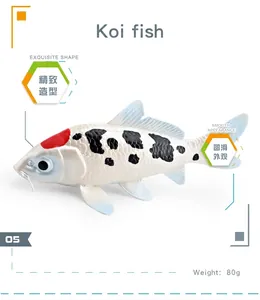 Modèle détaillé de carpe koï réaliste avec motifs noirs et rouges sur écailles blanches, 80g